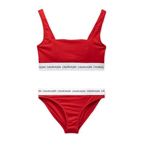 calvin klein girls logo bralette bikini set red fashion from w j