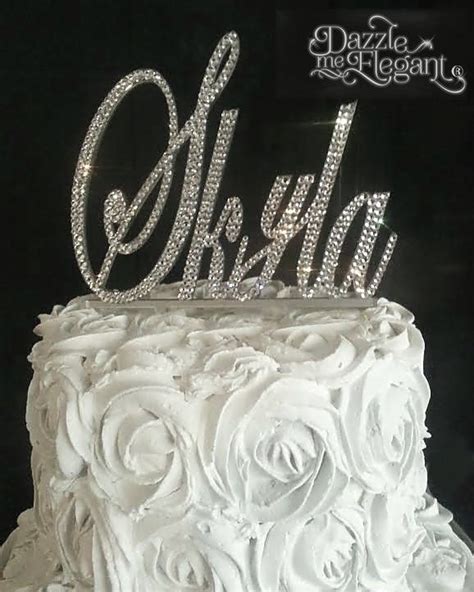Name Crystal Rhinestone Birthday Wedding Cake Topper