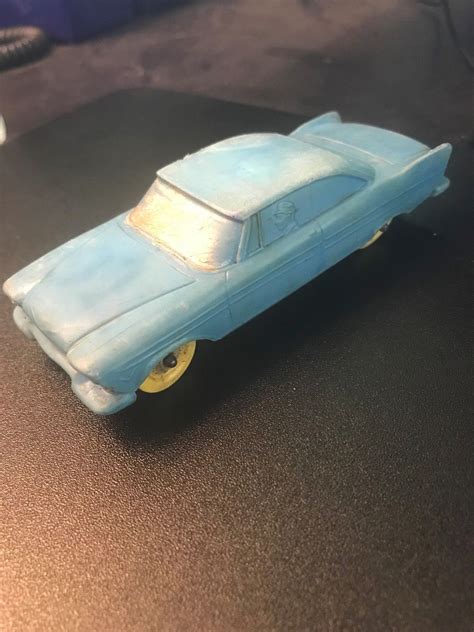 vintage auburn rubber  toy car blue  coupe yellow tires classic retro antique price
