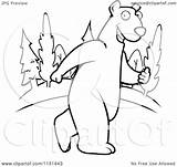 Walking Bear Upright Polar Clipart Cartoon Outlined Coloring Vector Thoman Cory sketch template