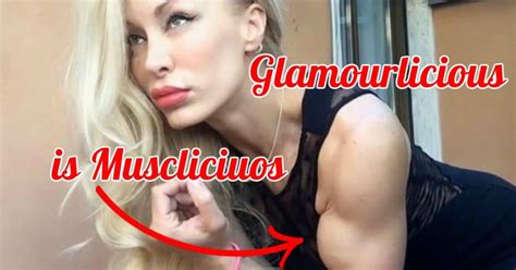 sexy blonde muscle girl flexing her biceps muscleopolis