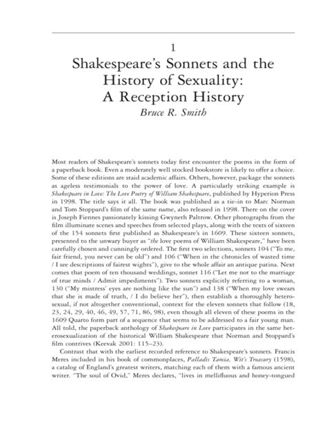 shakespeare s sonnets and the history of sexuality a reception