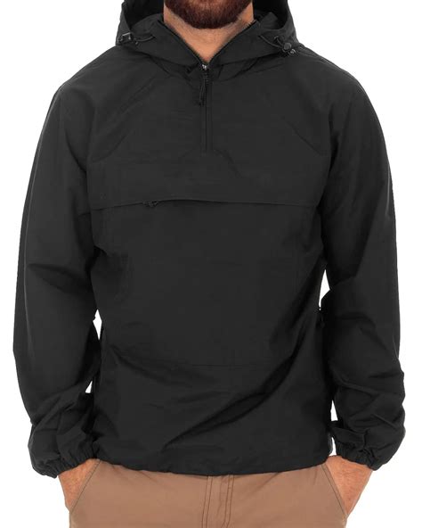 custom wholesale polyester nylon plain printed black  zip pullover men windbreaker jacket