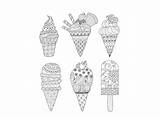 Ice Cream Zentangle Colouring Digital Instant sketch template