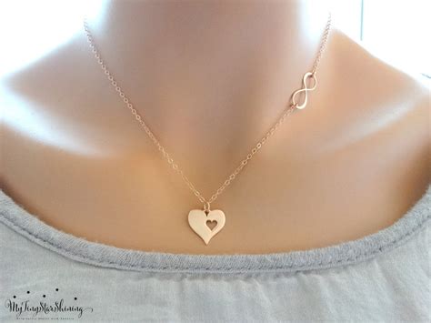 mother and daughter infinity necklace rose gold heart necklace t