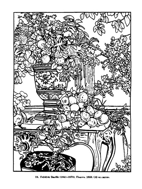vintage drawing  frederic bazille  vintage adult coloring pages
