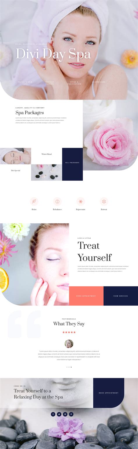 day spa home page divi layout  elegant themes