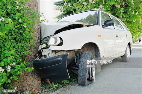 car crash tree   premium high res pictures getty images