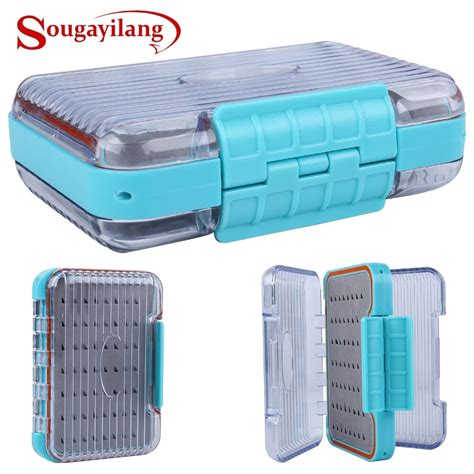 sougayilang  sided open fly fishing box case fishing tackle box portable waterproof fly lure