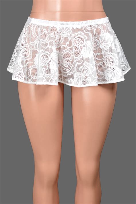 white stretch lace micro mini skirt 8 long xs s m l xl etsy
