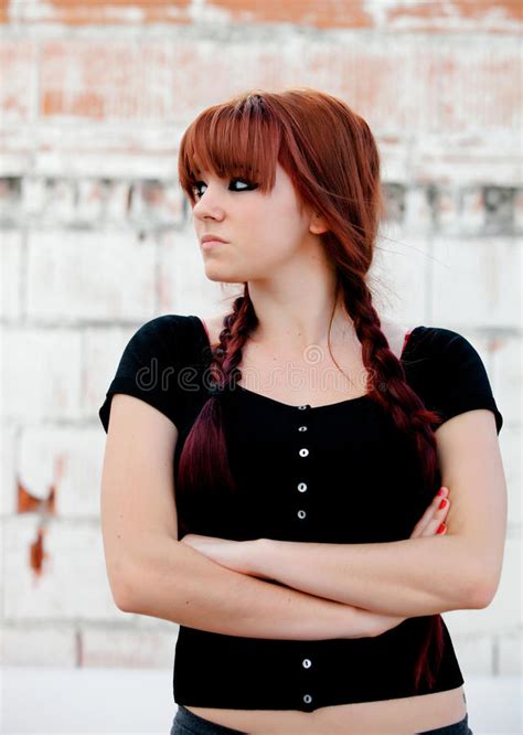 rebellious teenager girl with red hair stock image image of people