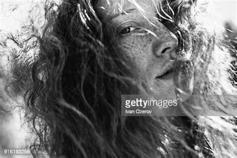 wind blowing hair of caucasian woman bildbanksbilder getty images