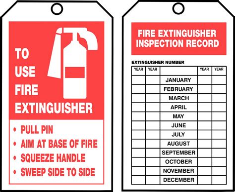 accuform inspection tag   roll   fire extinguisher