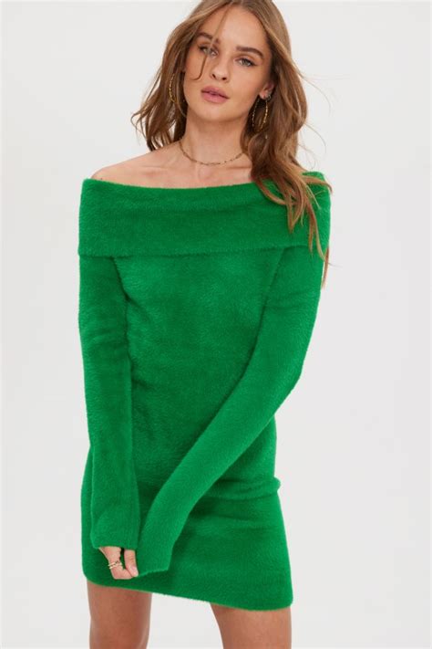 groene  shoulder jurk loavies