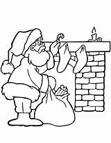 Santa Coloring Pages Fireplace Claus House Christmas Gifts Rudolph Putting Bounce Color Clipart Hermey Elf Near Chimney Detailed Stockings Kids sketch template