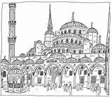 Coloring Istanbul Mosque Turkey Blue Adult Books Sultanahmet Camii Designlooter Mosques 86kb 1024 sketch template