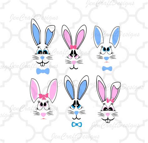 easter bunny face  monogram clipart   cliparts