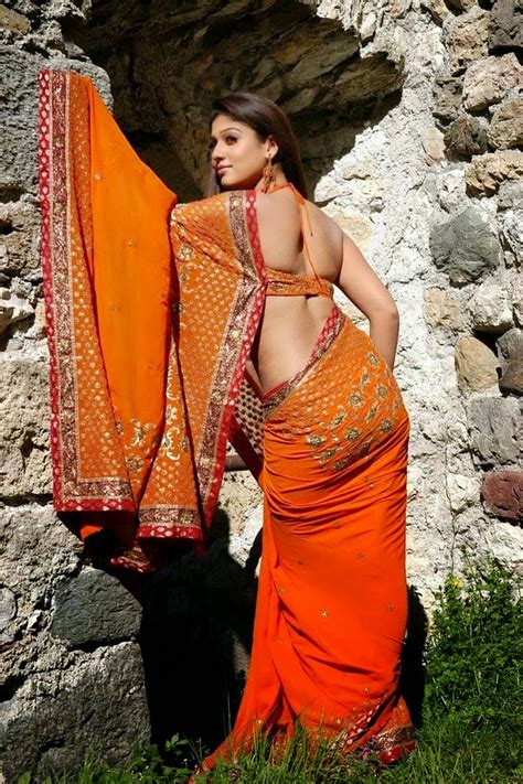 nayanthara hot sexy backless saree blouse photos panel currey