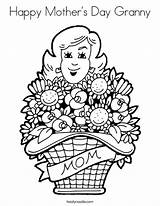Coloring Happy Granny Mothers Mother Mom Print Dia Pages La Madre Da Flowers Ll sketch template