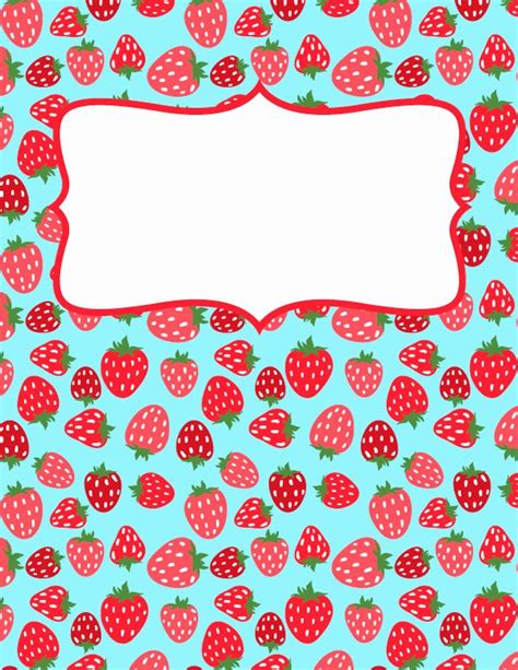 printable binder covers lovely  printable strawberry binder