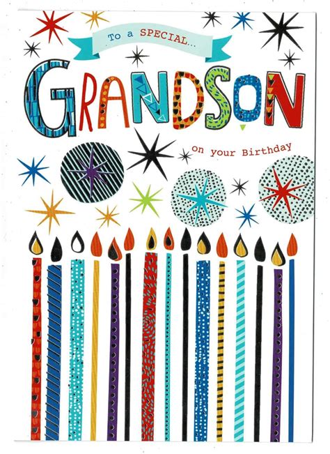 grandson birthday card special grandson contemporary candle design