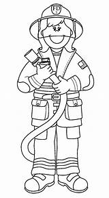 Firefighter Female Coloring Fire Pages Fireman Fighter Outline Clipart Cartoon Printable Choose Board sketch template
