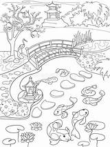 Natura Giappone Japanse Giapponese Fumetto Boek Aard Vectorillustratie Kleurende Japones Paisajes Tekening Mandalas Della sketch template