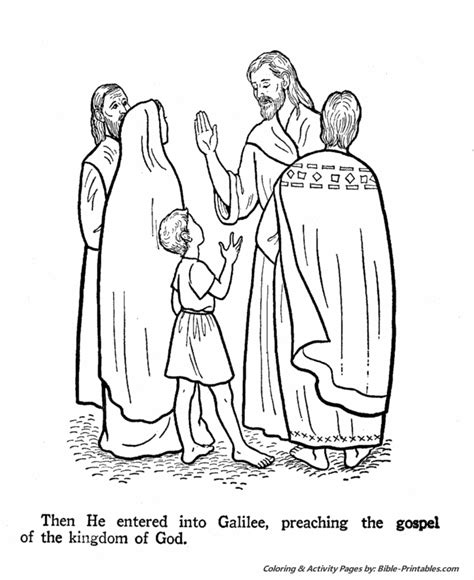 jesus teaches coloring pages jesus   galilee  preach bible