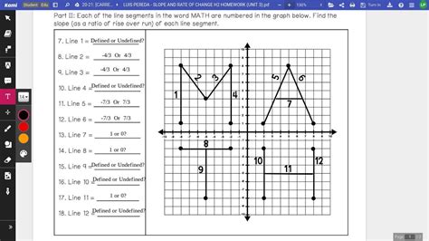 segments   word math  numbered   graph  find  slope