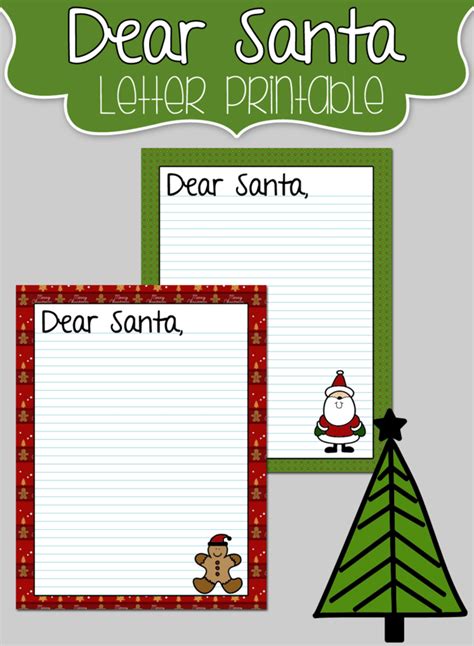 dear santa letter printables  kids