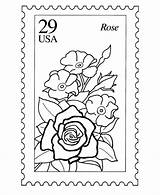 Stamp Coloring Postage Pages Stamps Nature Sheets Usps Kids Post Printable Office Postal Activity Collecting Template Flowers Books Mail Rose sketch template