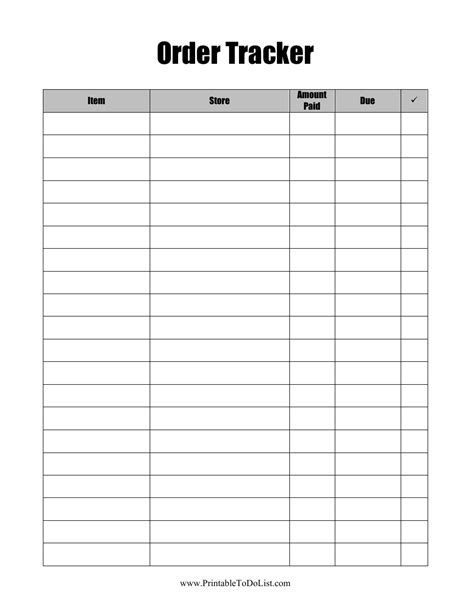 order tracker checklist template  printable  templateroller