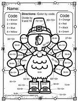 Thanksgiving Division Color Number Worksheets Math Coloring Pages Teacherspayteachers sketch template