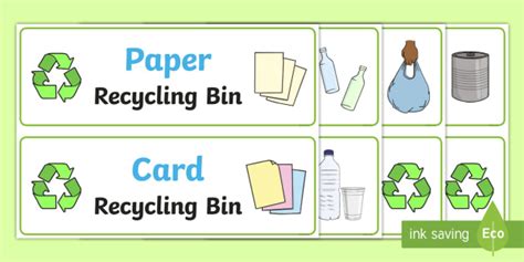 printable recycling labels bin labels   classroom