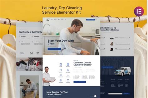 wash rinse laundry dry cleaning service elementor template kit makaz