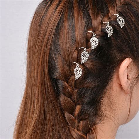 buy pcsset  stylish metal leaf pigtail hair braid cuff clip hair clips