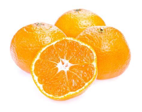 Three Ripe Juicy Tangerine And Half Stock Image Image Of Fruit