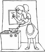 Kitchen Coloring Cooking Pages Mother Drawing Utensils Mom Printable Color Getdrawings Getcolorings sketch template
