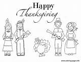 Thanksgiving Coloring Pages Printable Pilgrim Kids Indian Family Preschool Color Printables Happy Mayflower Native Children American Precious Moments Print Turkey sketch template