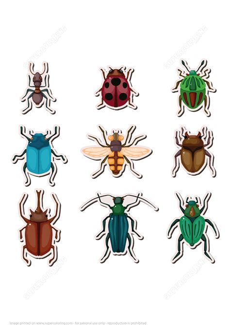 insects printable stickers  printable papercraft templates