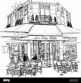 Cafe Paris Old Vector Illustration Alamy sketch template