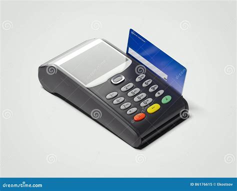 pos portable credit card machine  credit card  rendering stock illustration