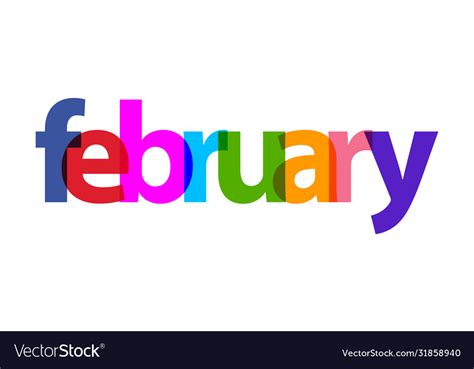 february word colorful royalty  vector image