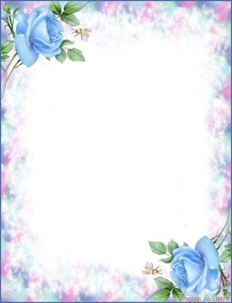 printable stationary  flower frame floral border design