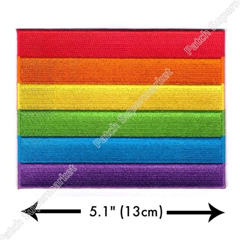 5 1 large rainbow flag embroidered iron on patches badge gay marriage
