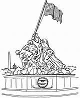 Coloring Iwo Jima Veterans Flag Raising Drawing Memorials Celebrating Pages Getdrawings Netart Color sketch template