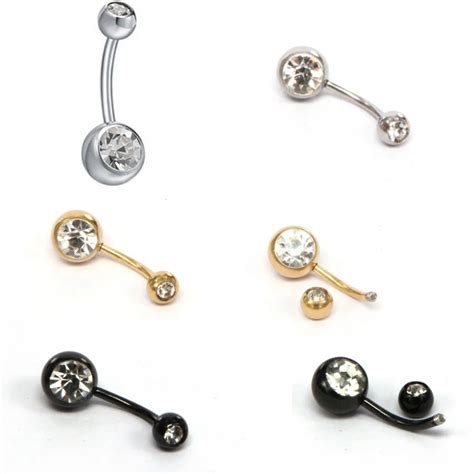 Clear Zircon Navel Nail Jewelry Summer Piercing Belly Button Rings Gold