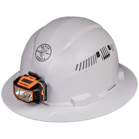 hard hat vented full brim with headlamp 60407 klein tools for