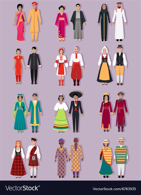 set  national costumes design royalty  vector image