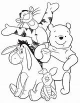 Pooh Coloring Pages Winnie Characters Printable Kids sketch template